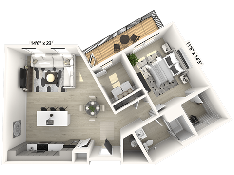 1 bed 1 bath B at Luxe 360 on Centerpointe Apartments, Midlothian, 23114